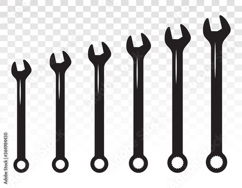 set of spanner / basin wrench combination flat icon for apps or websites