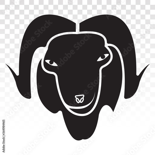 Sheep or goats head with horns flat vector icon for apps or website