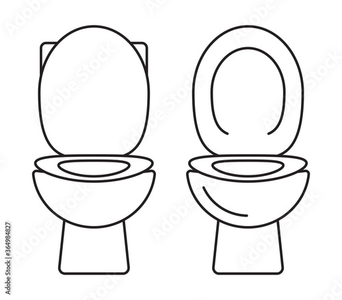 Bidet bathroom or toilet seat line art vector icons for apps and websites