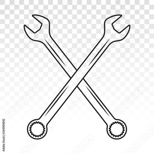 Crossed a wrench / spanner line art icon for apps or websites