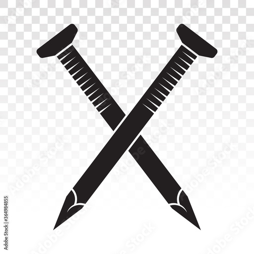 Crossed wood fasteners nails / concrete nail flat vector icon for apps and websites