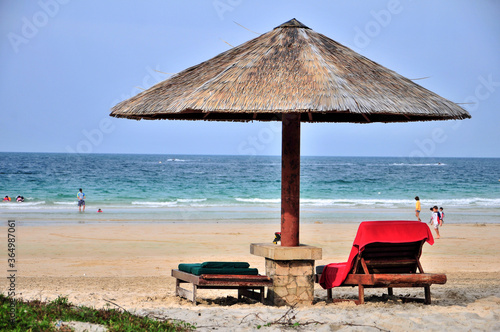                                  Chairs along the beach on Bintan Island
