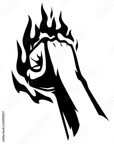 Flaming Raising Fist, Abstract Concept Illustration