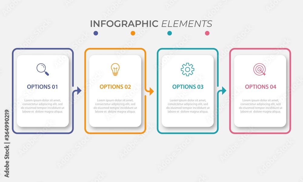 Business infographic thin line process with square template design with icons and 4 options or steps. Vector illustration. Business infographic thin line process with square template design with icons and 4 options or steps. Vector illustration.