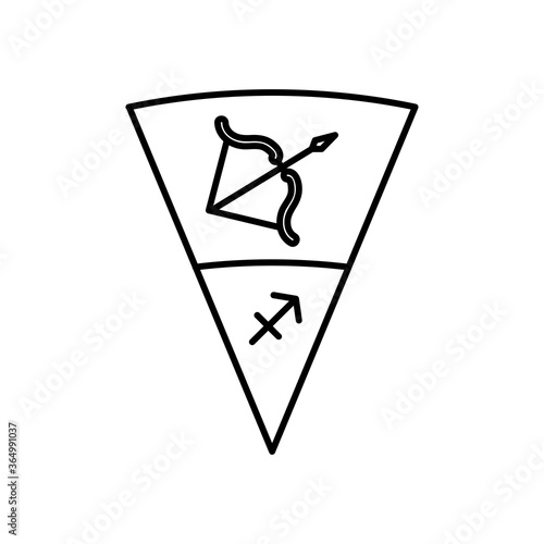 astrology concept, arch and bow symbol of sagittarius sign, line style