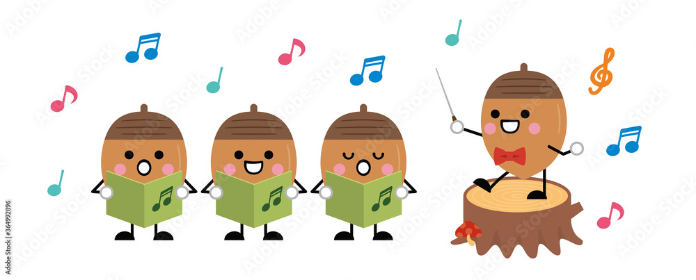 合唱 歌 音楽 指揮者 どんぐり ドングリ 秋 ベクター イラスト Stock Vector Adobe Stock