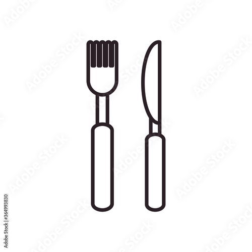 fork and knife line style icon vector design