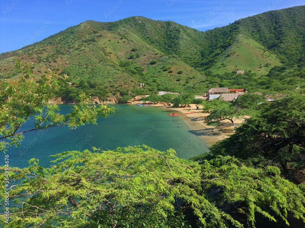 A stunning view at the sea in Taganga, Colombia.