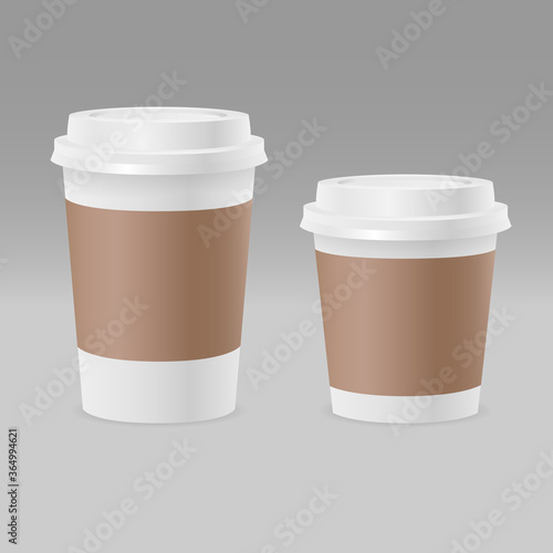 Coffee cups paper disposable realistic 3d mockup template set vector EPS 10