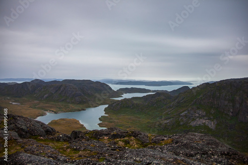 Summer landscape in the fiords of Narsaq  South West Greenland