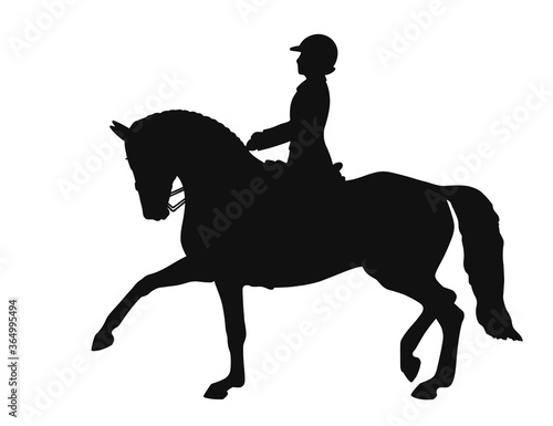 Advanced dressage test, big trot, vector silhouette