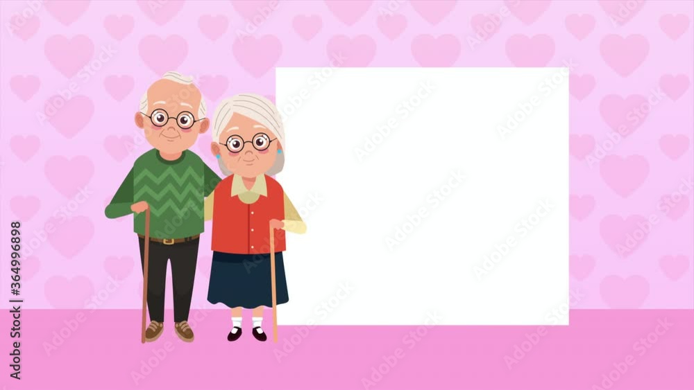 happy grandparents day card with old lovers couple happy grandparents day card with old lovers couple