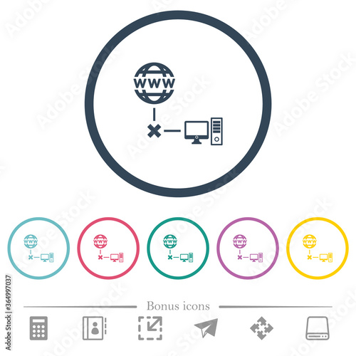 Offline computer flat color icons in round outlines