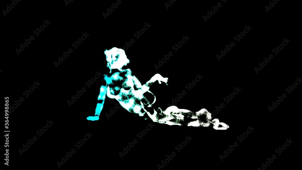 Fototapeta premium Glowing and Sparkling girl model under a dark background