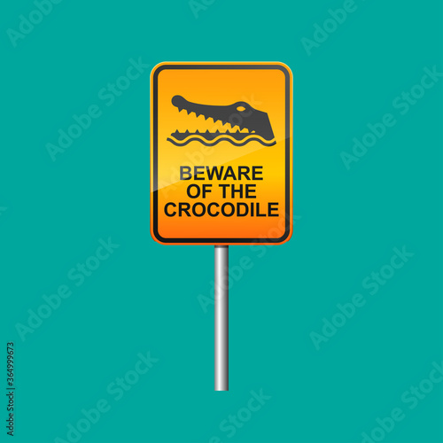 Beware of the crocodile sign isolated on background.