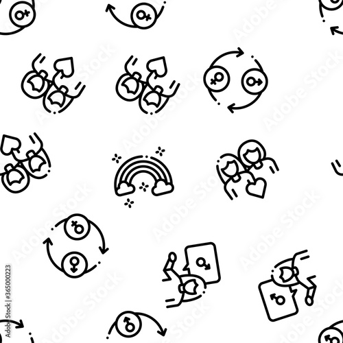 Lgbt Homosexual Gay Seamless Pattern Vector Thin Line. Illustrations