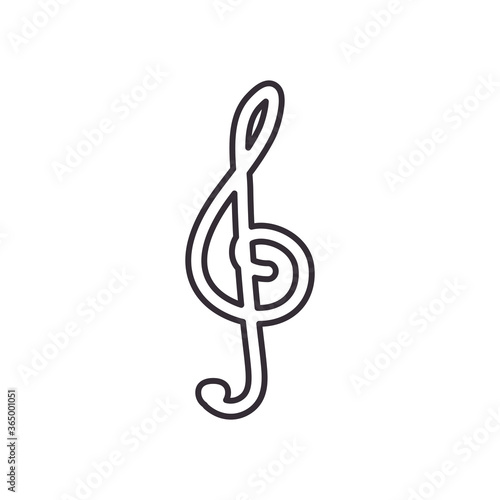 treble clef music note line style icon vector design