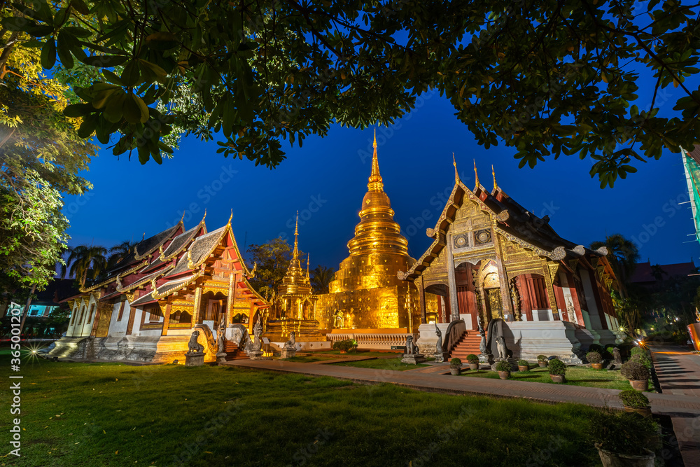 Fototapeta premium Wat Phra Singh is a Buddhist temple is a major tourist attraction in Chiang Mai Northern Thailand.Travels in Southeast Asia.