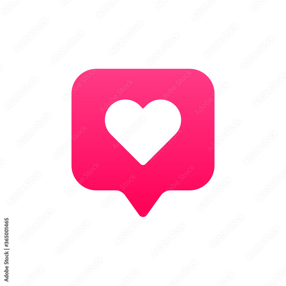 Heart like icon bubble notification sms social media pink illustration sticker badge label vector EPS 10