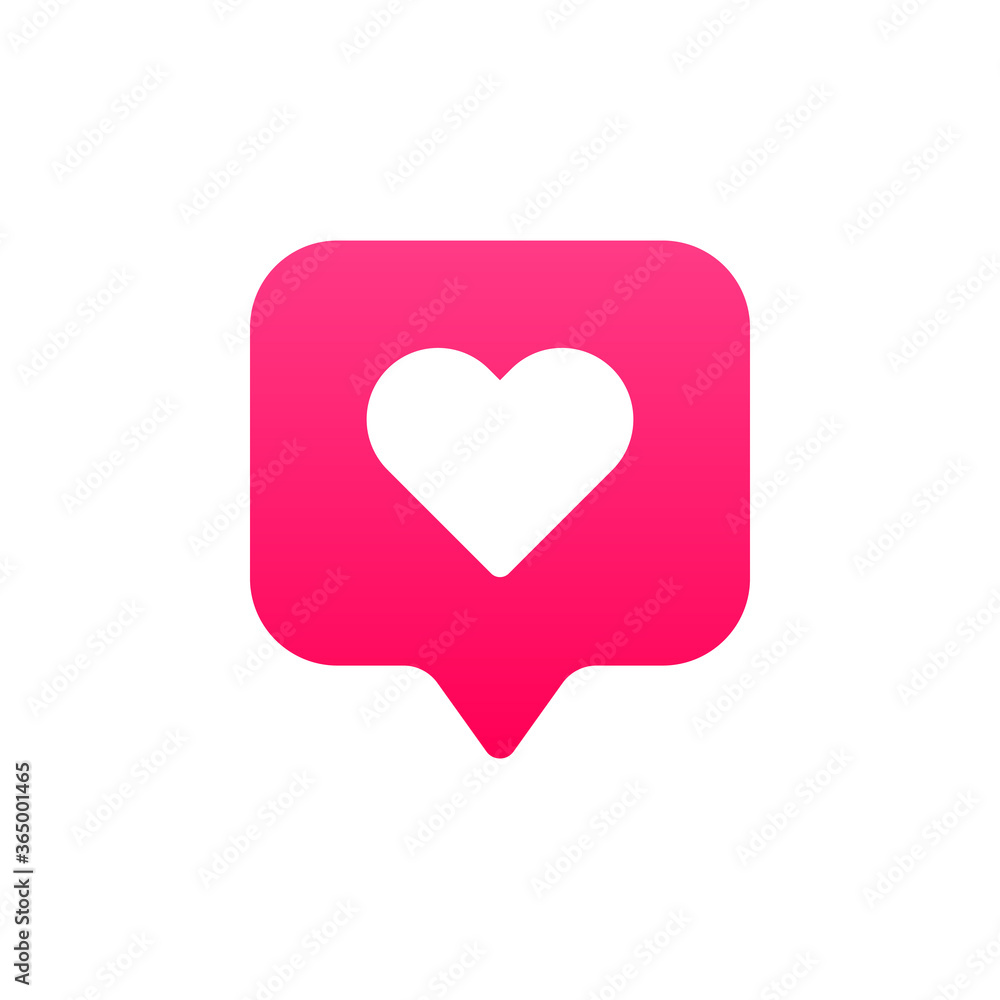 Heart like icon bubble notification sms social media pink illustration sticker badge label vector EPS 10 Heart like icon bubble notification sms social media pink illustration sticker badge label vector EPS 10