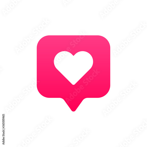 Heart like icon bubble notification sms social media pink illustration sticker badge label vector EPS 10