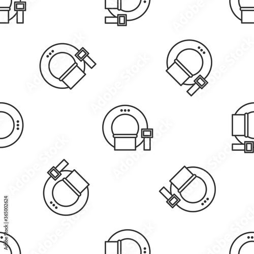 Grey line Tomography icon isolated seamless pattern on white background. Medical scanner, radiation. Diagnosis, radiology, magnetic resonance therapy. Vector Illustration.