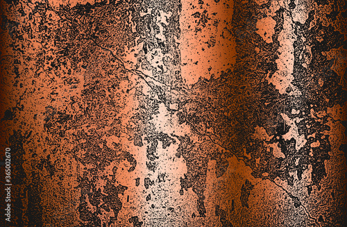 Distressed overlay texture of golden rusted peeled metal. grunge background.