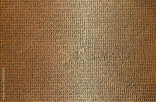 Distressed overlay texture of golden weaving fabric. grunge background.