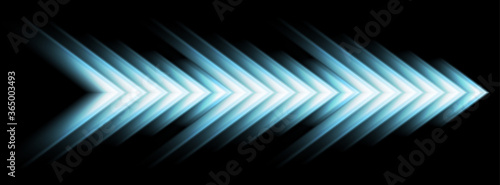 Blue abstract glowing arrows tech banner design. Futuristic neon background. Vector illustration