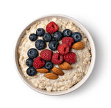 prepared oatmeal with berries and nuts