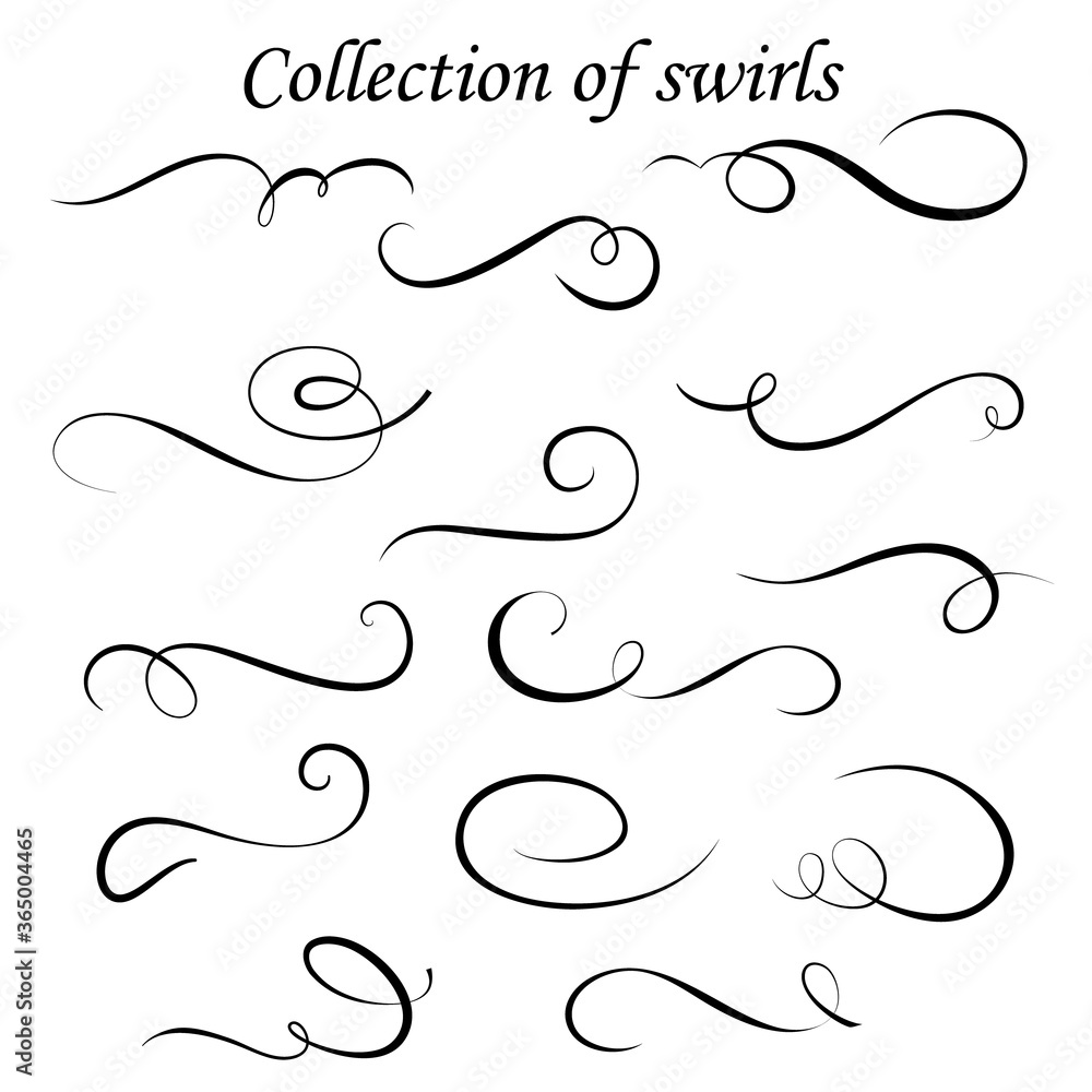 Vector set of calligraphic design elements and page decoration