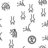 Odor Aroma And Smell Seamless Pattern Vector Thin Line. Illustrations