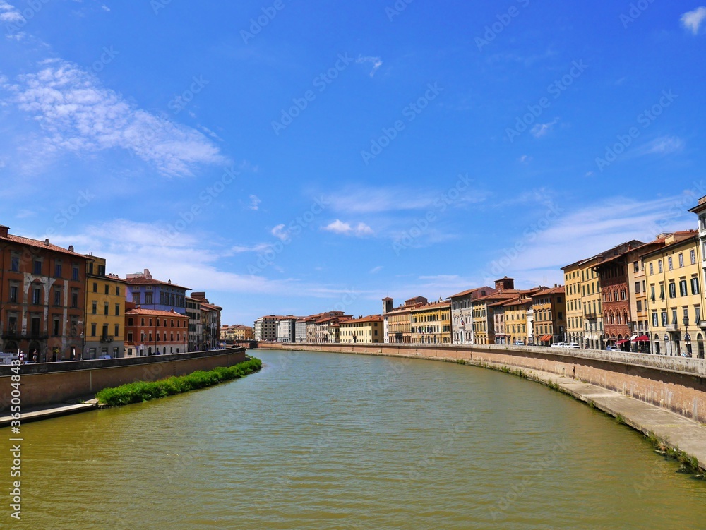 European town with a river