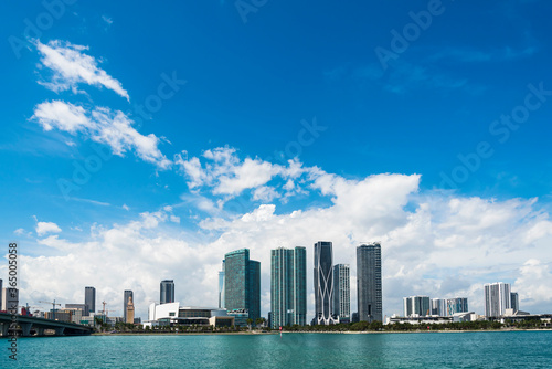 Miami cityscape in a sunny blue day
