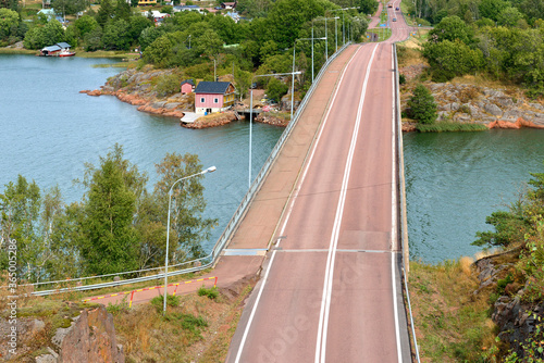 Automobile bridge between islands in summer. Salvik, Aland Islands photo