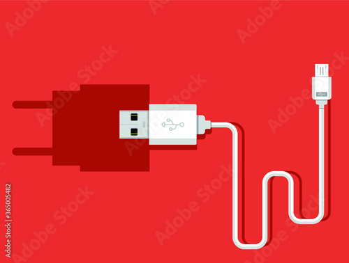 Smartphone USB charger adapter with USB Micro cable (Socket and connector for PC and mobile devices)