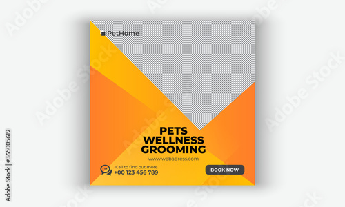 Pet care social media post or web banner template. Pet care service promotional banner. Pet shop bundle stories