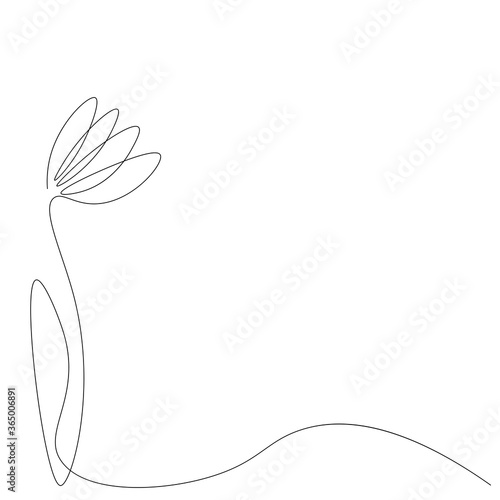 Summer flower silhouette one line drawing, vector illustration