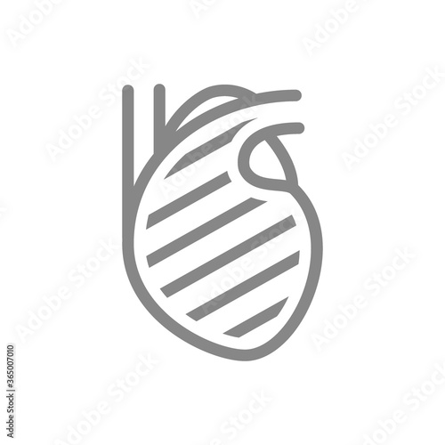 Sore heart line icon. Circulatory system illness, myocardial infarction symbol