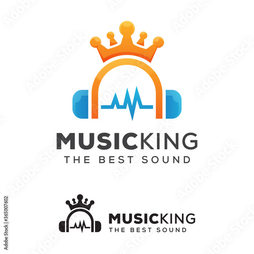 music king or headphone crown modern logo design vector template