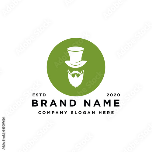 man with hat and mustache logo design
