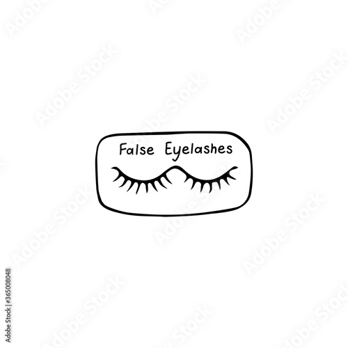 Single false eye lashes icon. Eyelashes vector sketch illustration for print, web, mobile and infographics. Hand drawn outline doodle icon.