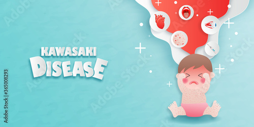 The boy has kawasaki disease, medical infographic. photo
