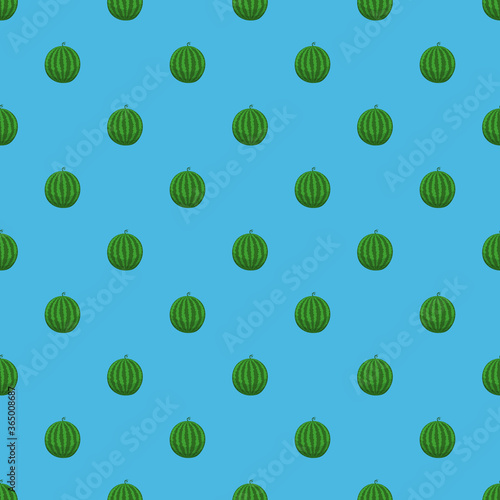 Seamless vector pattern of watermelons. Illustration in cartoon style. Decorative bright fruits for your design of textiles, t-shirts, banners, fabrics, backgrounds. Stylized summer juicy print.