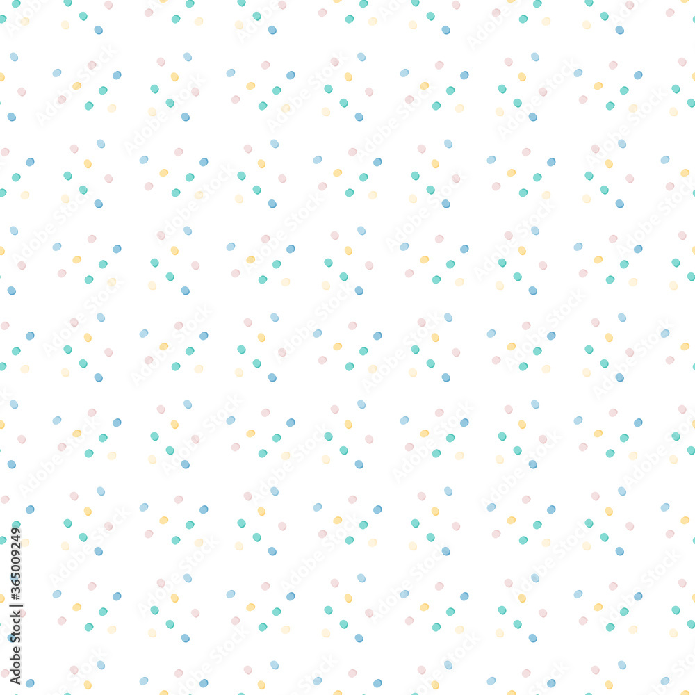 Isolated seamless pattern with polka dot. White background and blue and light circles.