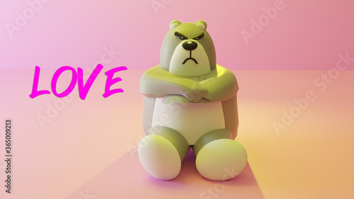 Cartoon design with teddy bear on pink background.
3d render