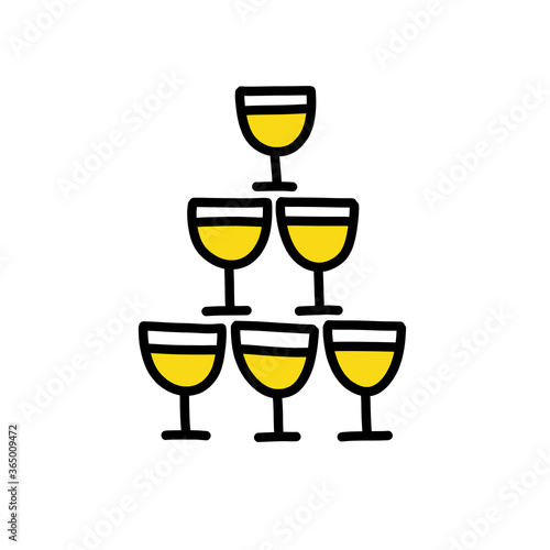 champagne stack doodle icon, vector color illustration