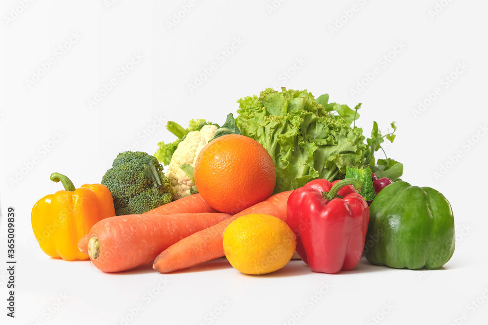 Composition with vegetables isolated on white background. Composition with vegetables isolated on white background.