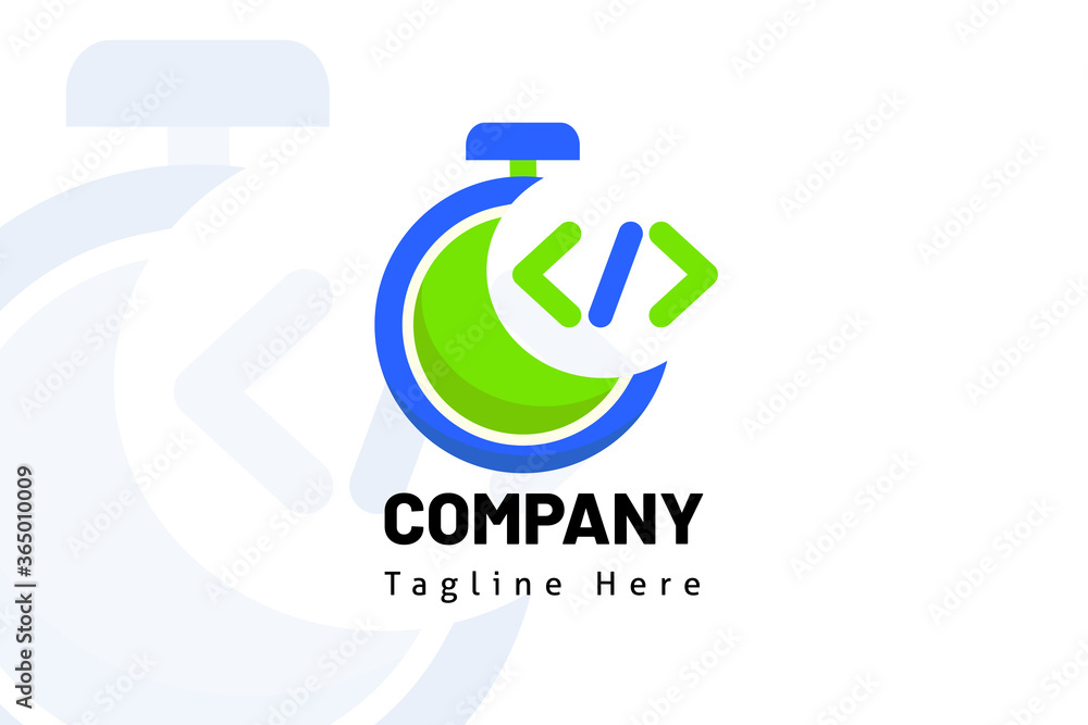 timer coding logo illustration template timer coding logo illustration template