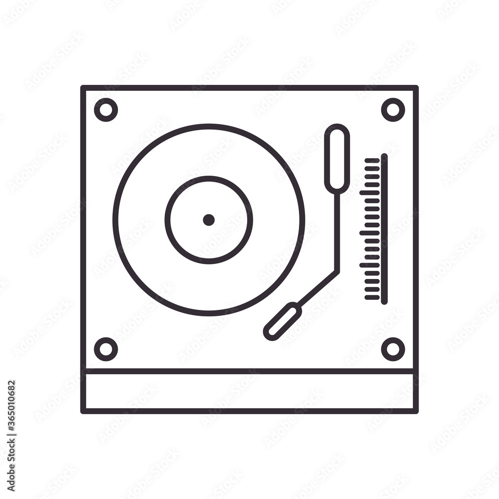 dj turntable line style icon vector design dj turntable line style icon vector design